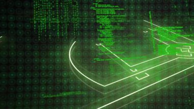 Şebeke dolumu ve kod beyaz zemin planı saat yönünün tersine dönen görselleştirme verisi. Dijital, fütüristik, minimalist, teknoloji, arayüz, analitik, soyut