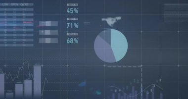 İş adamlarının ekranında veri işleme şebeke veri işleme. Küresel işletme finansmanı ve dijital arayüz kavramı dijital olarak oluşturulmuş video.