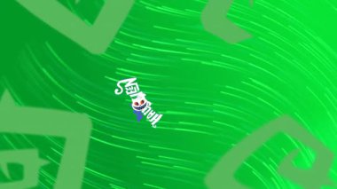 Yeşil ışık yollarının üzerindeki mutlu cadılar bayramı metni ve dekorasyonunun animasyonu. Cadılar Bayramı, şenlik, kutlama ve gelenek konsepti dijital olarak oluşturuldu.