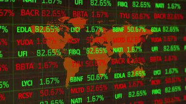 Kalpler ortaya çıktıktan sonra, hisse senetleri trendleri görselleştirmek için değerleri güncellerken harita sabit kalır. Finans, analitik, veri, teknoloji, izleme, gösterge paneli, görselleştirme