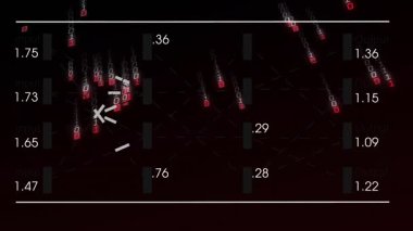 Girdi ya da çıktı çubuklarının üzerine akan ikili akımlar, ortaya çıkan ve güncelleyen ondalıkları döndüren seçici. Dijital, veri, arayüz, teknoloji, fütüristik, hareket, görselleştirme