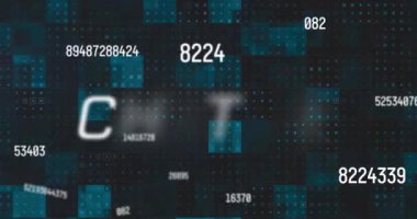 Sohbet ai metninin değişen numaralar ve siyah arkaplandaki karelere karşı mercek parlamaları üzerine animasyonu. Dijital olarak üretilmiş, hologram, illüstrasyon, büyüme, yapay zeka ve teknoloji.