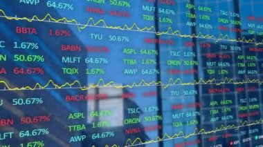 Animasyon finansal veri finansal hisse senedi. Küresel iş dijital arayüzü teknolojisi ve dijital olarak oluşturulan ağ konsepti.