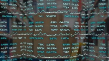 Boş depoya karşı borsa işlemlerinin animasyonu. Küresel finans ve ulaşım lojistik iş teknolojisi kavramı