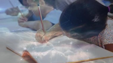 Ağ olarak yazan çocuklar ve bulut örtüsü kayboluyor, eğitim teması, öğretmen eğilim desteği. Öğrenme, işbirliği, teknoloji, akıl hocalığı, eğitim, odaklanma, yaratıcılık