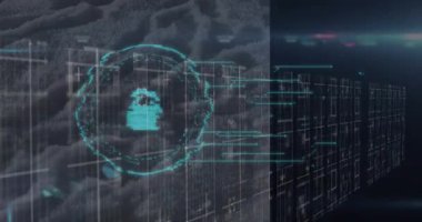 Güvenlik asma kilit simgesinin canlandırılması ve mavi arkaplan ile bağlantı ağı. Siber güvenlik ve iş ağı teknolojisi kavramı