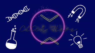 Neon halkası başlatılıyor, oklar parlarken ve kıvılcımlar davetkar bir tıkırtı oluştururken burada soluyor. Teknoloji, yenilik, bilim, dijital, geleceksel, animasyon, eğitim