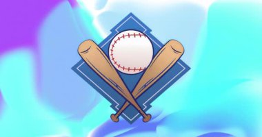 Başlangıçta beysbol ambleminde çapraz yarasalar eğimli kırmızı dikiş desenini göstermek için dönüyordu. Spor, amblem, rozet, geometrik, canlı, hareketli, enerjik