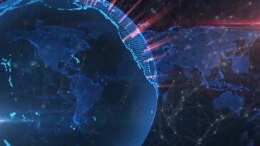 Dijital arayüz ve veri işleme kavramını dijital olarak oluşturan küresel bağlantılar.