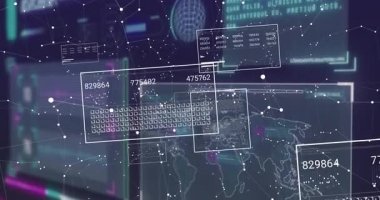 Başlangıçta UI sürgülü panel üzerinde numaralar güncelleniyor ve gerçek zamanlı içgörü için grafik canlandırılıyor. Teknoloji, analitik, görselleştirme, arayüz, fütüristik, dijital, veri odaklı