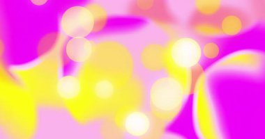 Mor arkaplanda hareket eden parlak ışık lekelerinin canlandırması. Renk, şekil, ışık ve hareket konsepti dijital olarak oluşturulmuş video.