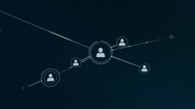 Siyah ekrana karşı çevrimiçi bir topluluk, internetin bağlantısını ve etkileşimini görselleştirmenin güçlü bir yoludur. Küresel ağ ve teknoloji kavramı.