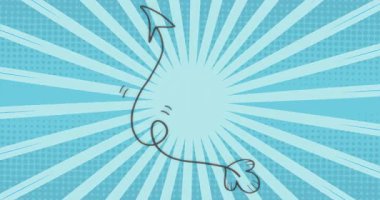 Yükleme sırasında, turkuazda kalan sarmal kalp kuyruklu siyah ok, aydınlatma yönünü belirliyor. Vektör, illüstrasyon, grafik, tasarım, markalaşma, canlı, modern