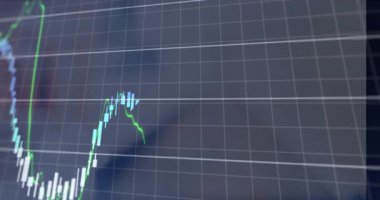 Bulanık arkaplanda veri işleme animasyonu. küresel iş ve dijital arayüz kavramı dijital olarak oluşturulmuş video.