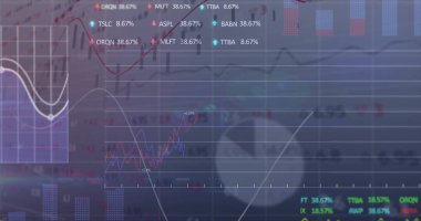 Ekranda finans paneli gösteriliyor, çizgi, çubuk ve pasta grafikleri, ızgara kaplamasında kontak okları. Analizler, görselleştirme, yenilik, teknoloji, veri, finans, dijital