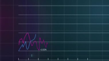 Pembe, mavi ve yeşil borsa saatleri ve grafikleri olan bir borsa görüntüsü. Küresel iş bağlantıları ve dijital arayüz konseptini dijital olarak oluşturur.