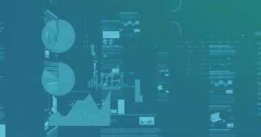 Çoklu grafik animasyonu, çemberler yükleme ve soyut arkaplan üzerinden alım satım tahtası. Dijital olarak üretilmiş, hologram, illüstrasyon, rapor, iş, ilerleme ve borsa konsepti.