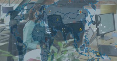 Dünya haritası olarak iş analisti raporunu, görselleştirme sürüş analizinin yoğunlaştırılmasını kapsıyor. Teknoloji, veri, bağlantı, dijital, profesyonel, üretkenlik, yenilik