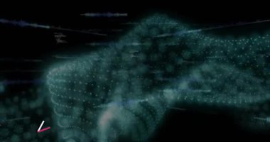 İlk çerçeve, siyah üzerinde akan deniz mavisi dalgalarını, ortaya çıkan çubukları ve veri eğilimlerini canlandıran çizgileri gösteriyor. Teknoloji, veri görselleştirme, dijital sanat, animasyon, analitik, hareket grafikleri, soyut