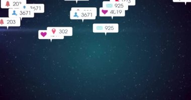 Yıldız sahası başlıyor, alarm kabarcıkları yükseliyor, yükselen sayılar, geçen fişekler, çarpışma akışını oluşturuyor. Dijital, fütüristik, enerjik, dinamik, teknoloji, arayüz, bağlantı