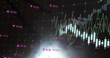 Spor salonunun üstündeki çizelgeler, sporcuların zıplaması sonra da piyasa dalgalanmasını temsil eden potaya smaç basmaları. Gelecekçi, dinamik, hareket, yoğunluk, spor, teknoloji, görselleştirme