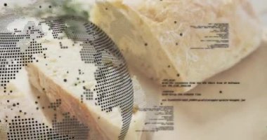 Kod blokları kaydırdıkça, ekmeklerin küresel kaynak için dilimlendiğini gösteren boş duran küre soluklaşıyor. Fırın, esnaf, kırsal, organik, minimalizm, aşçılık, gıda tasarımı