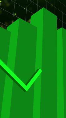 Siyah arkaplandaki bağlantı ağı üzerinden finansal veri işleme animasyonu. küresel teknoloji ve hesaplama kavramı dijital olarak oluşturulmuş video.