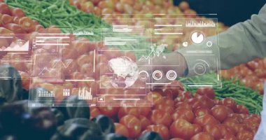 Market koridorunda domateslerin üzerinde gezinen, şeffaf AR çizelgelerini etkinleştiren, kaliteyi analiz eden biri. Tarım, teknoloji, veri görselleştirme, yenilik, tazelik, sürdürülebilirlik, perakende