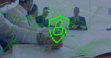 İş toplantısındaki el yazısı sözleşmesi grup üzerinden yeşil kalkanların kilitlenmesine yol açıyor. Şirket, takım çalışması, yenilik, siber güvenlik, profesyonellik, modern, beyin fırtınası