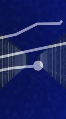 Bilgisayar sunucuları üzerinde ai veri işleme ve simgelerinin canlandırılması. Küresel yapay zeka, iş dünyası, finans, bilgisayar ve veri işleme kavramı dijital olarak oluşturulmuş video.