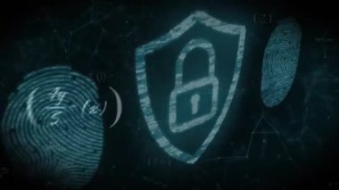 Izgara parmak izi taramaları başlatılıyor. Görünür ve piksel kalkan oluşturarak kimlik doğrulaması yapılıyor. Siber güvenlik, dijital, şifreleme, ağ, koruma, biyometrik, teknoloji