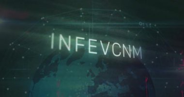 Mektup arızası düzeltilirken parlayan InfeCTED küresel döner düğümler titreşerek siber ihlali gösteriyor. Fütüristik, teknolojik, dijital, ağ, siber güvenlik, yenilik, soyut
