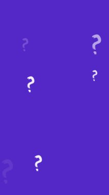 Animation of geometrical shapes and question mark over blue background. school, education and study concept digitally generated video.