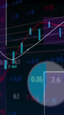 Okul ortamında finansal grafikleri veri görselleştirmesiyle kaplayan NFT animasyonu. Engelleme zinciri, kripto para birimi, yatırım, analitik, veri bilimi, dijital para birimi