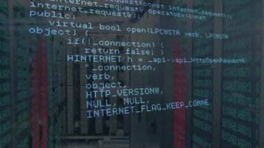 HTTP kurulumu ve kesişim noktasını gösteren sunucu rafları arasında C + + + kaydırma açılışı. Teknoloji, siber, programlama, veri, hesaplama, ağ, dijital