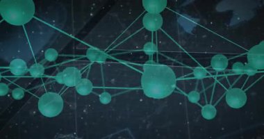 Küre ağı turkuaz bağlantıları ortaya çıkarıyor, dönen, yer değiştiren kümeler, veri akışını gösteriyor. Teknoloji, dijital, yenilik, bağlantı, fütürizm, ağ, soyut