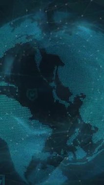 Siyah arkaplanda dünya çapında bağlantı ve veri işleme ağının animasyonu. Küresel teknoloji, bağlantılar, hesaplama ve dijital arayüz kavramı dijital olarak oluşturulmuş video.