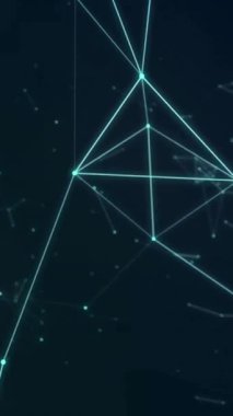 Siyah arkaplan üzerindeki bağlantı ağının animasyonu. İş, teknoloji ve dijital arayüz kavramı dijital olarak oluşturuldu.