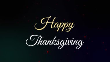 Siyah ekran, dönüşümlü parçacık halkalarını mutlu Şükran Günleri 'nin etrafında döndürüyor. Renkli bisiklet kutlaması. Şenlikli, kutlayıcı, soyut, dinamik, canlı, dijital, mevsimsel