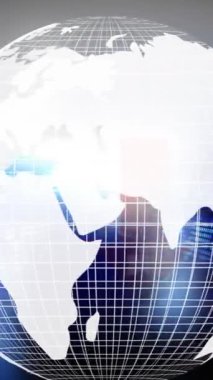 Dünya 'nın dijital animasyonunun borsa veri arkaplanını açması. Yeşil ok yukarı, kırmızı ok aşağı hareket ediyor. 4k