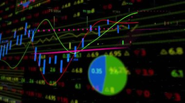 Karanlık şebekeyi süpüren yeşil kırmızı çizgiler başlatılıyor, piyasa analizi için katmanlı çizelgeleri canlandırıyor. Veri, analitik, görselleştirme, gösterge paneli, finans, teknoloji, dijital