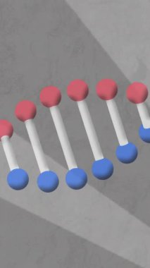 Çizgilerin üzerinde dönen DNA iplikçiklerinin animasyonu. Küresel bilim, bağlantılar, hesaplama ve veri işleme kavramı dijital olarak oluşturulmuş video.