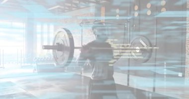 İkili kod izleme ölçümleri ile adamı dengeleyip kaldırarak ağırlık kaldırmayı dengeleyin. Güç, zindelik, eğitim, biyomekanik, performans, teknoloji, kararlılık