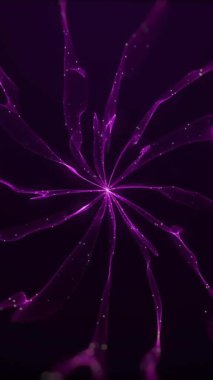 Siyah arkaplanda insan simgeleri ve mor şekillerle veri işleme animasyonu. Teknoloji, iş ve dijital arayüz kavramı dijital olarak oluşturulmuş video.