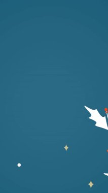 Fotokopi alanı ve mavi arkaplana kar yağan Noel süslerinin animasyonu. Noel, gelenek ve kutlama konsepti dijital olarak oluşturuldu.