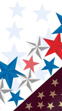 Özgürlük heykeli ve Amerikan bayrağı üzerinde kırmızı, beyaz ve mavi yıldızların birleşimi. Vatanseverlik, bağımsızlık, ordu ve dijital olarak üretilen görüntü konsepti.