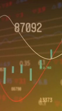 Değişen numaraların animasyonu, istatistiksel, gradyan arka planda borsa veri işlemesi. Küresel ekonomi ve iş veri teknolojisi kavramı