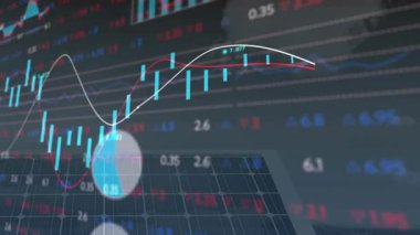 Piyasa kaymasını gösteren trend çizgileri çizerek başlayan hareketli finansal tablo. Finans, veri görselleştirme, dijital, analitik, teknoloji, yatırım, pazar eğilimleri