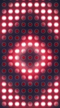 Işık kaplarının üzerindeki neon desenlerin hareketsiz döngü üzerinde animasyonu. Renk, ışık ve hareket kavramı dijital olarak oluşturulmuş video.