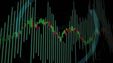 Başlangıç çubukları yükselirken, şamdan çizelgesi hareket ederken, HUD kayarken ve solarken finans torpidosu oluştururken. Fütürist, dijital, analitik, gösterge paneli, teknoloji, görselleştirme, arayüz